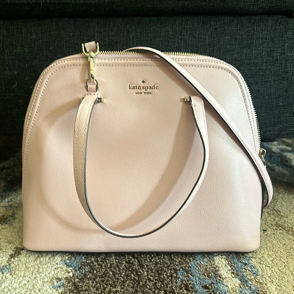 kate spade blush pink leather satchel with gold hardware